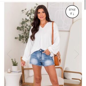 TIME AWAY IVORY EXPOSED SEAM WAFFLE PULLOVER XS